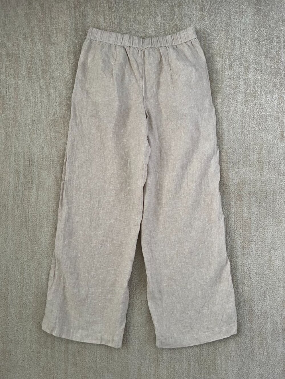 PACT 100% Organic Linen Wide Leg Pants Beige Tan High Rise Casual Trouser S - Picture 4 of 12